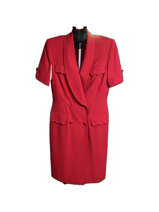 Jacqueline Ferrar Dresses & Skirts - Vtg Jacqueline Ferrar Red Blazer Dress Size 8 Double Breasted Scallop Pkts Lined